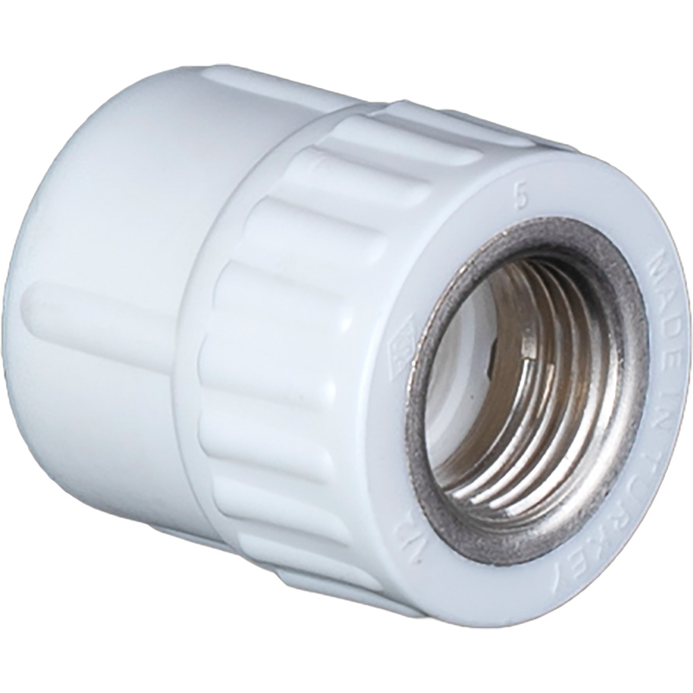 Racord hexagonal, polipropilena, 32 mm x 3/4'' FI, alb