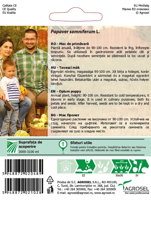 Seminte mac de primavara AGROSEL, 5.15 g