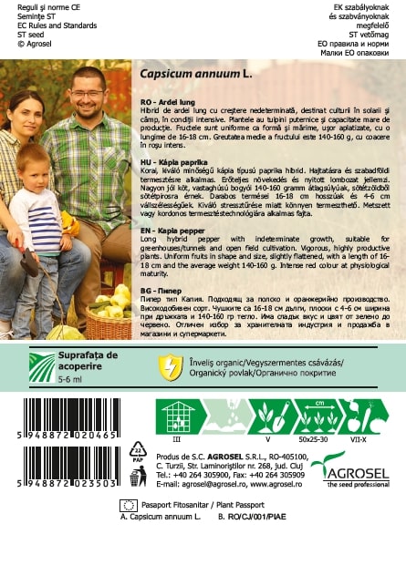 Seminte ardei lung Potaisa AGROSEL, 5.15 g