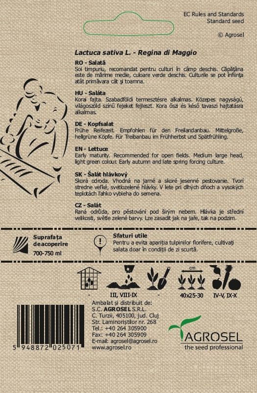 Seminte salata Regina eco AGROSEL, 5.45 g