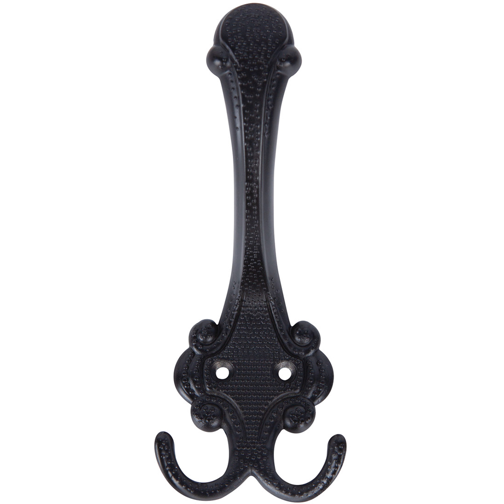Cuier perete, 3 agatatori, metal, negru