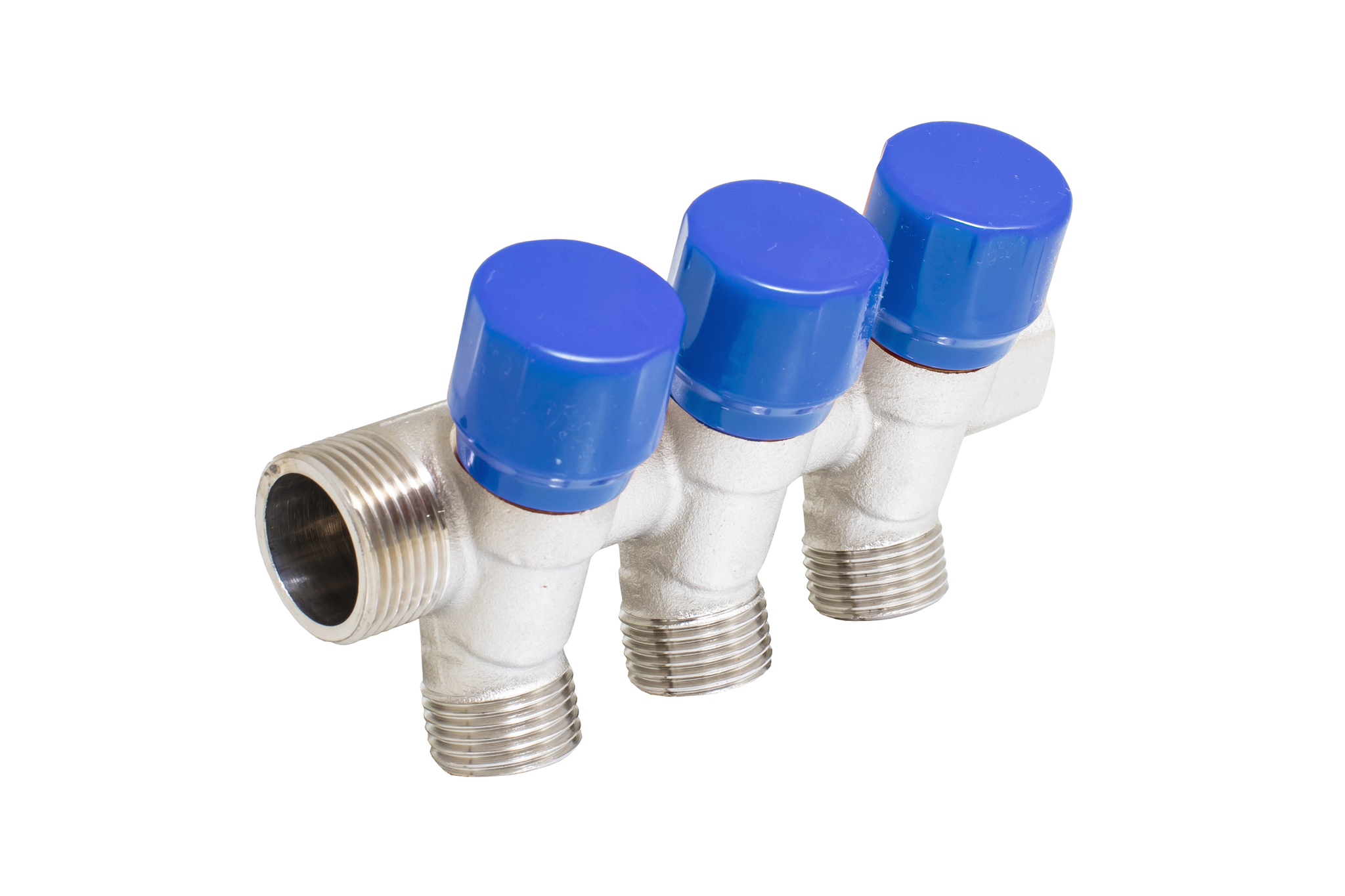 Distribuitor robinet, 3 iesiri, racord 3/4, albastru