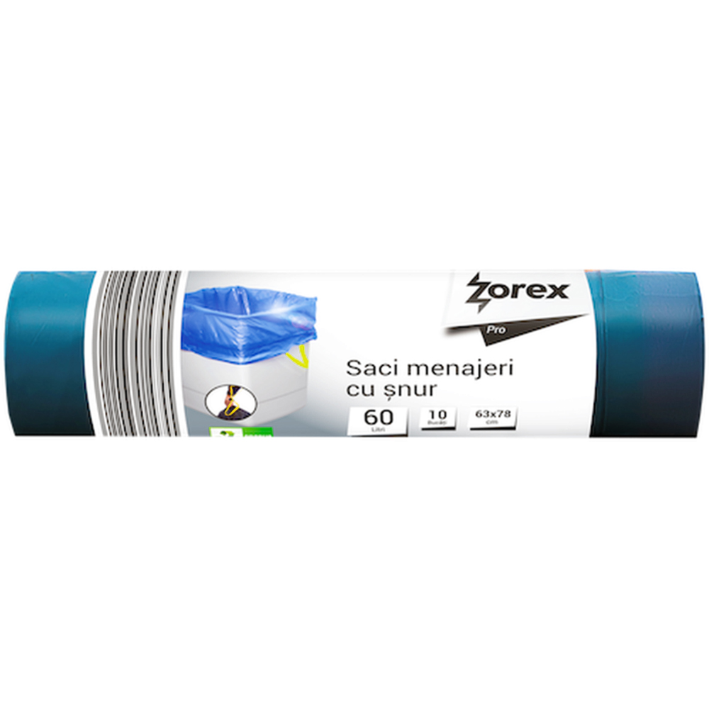 Saci menajeri ZOREX Pro SMS6010, 10 bucati, 60 l, albastru
