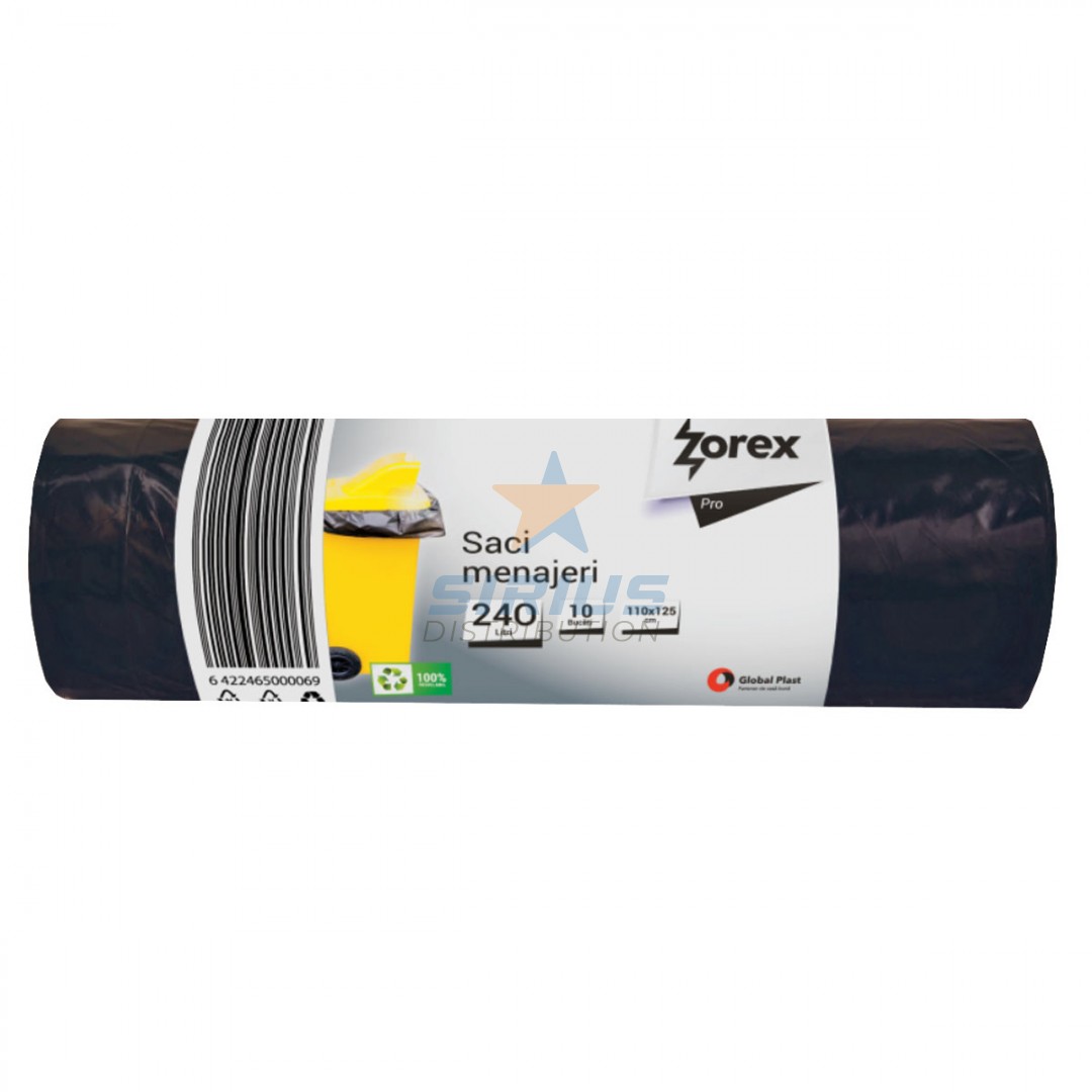 Saci menajeri ZOREX Pro, 10 buc, 240 l, negru