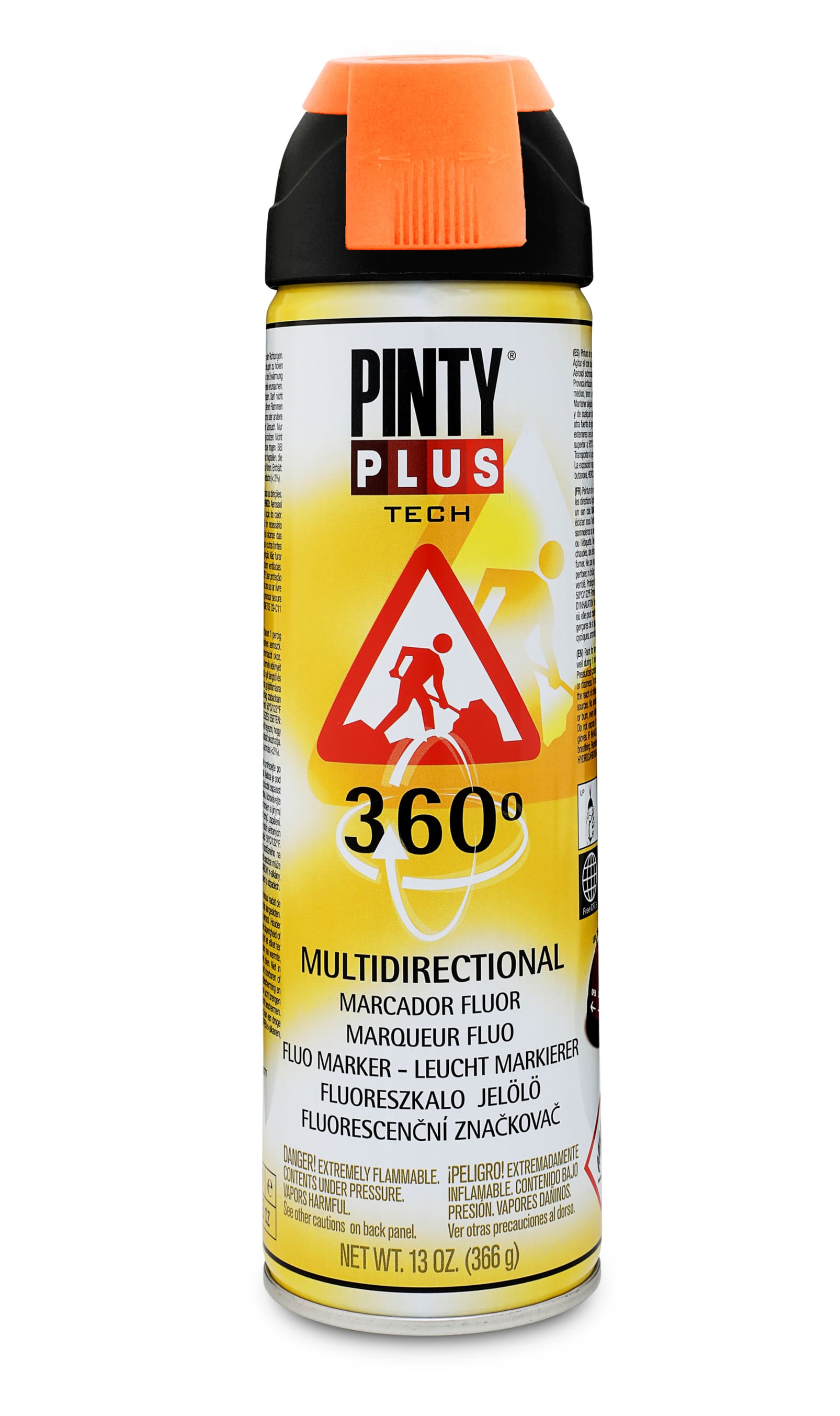 Vopsea spray PINTYPLUS Tech, portocaliu fluorescent, 500ml