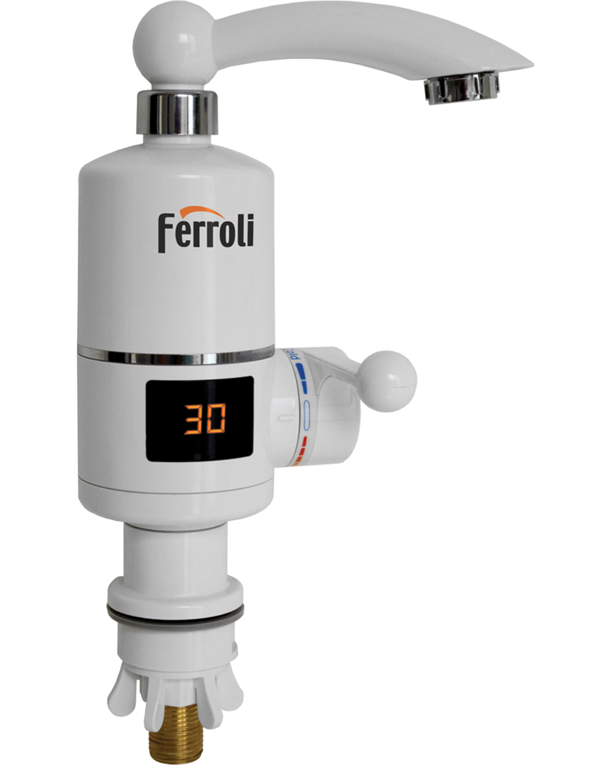 Robinet electric instant apa calda Ferroli, 3000W, afisaj Led, alb