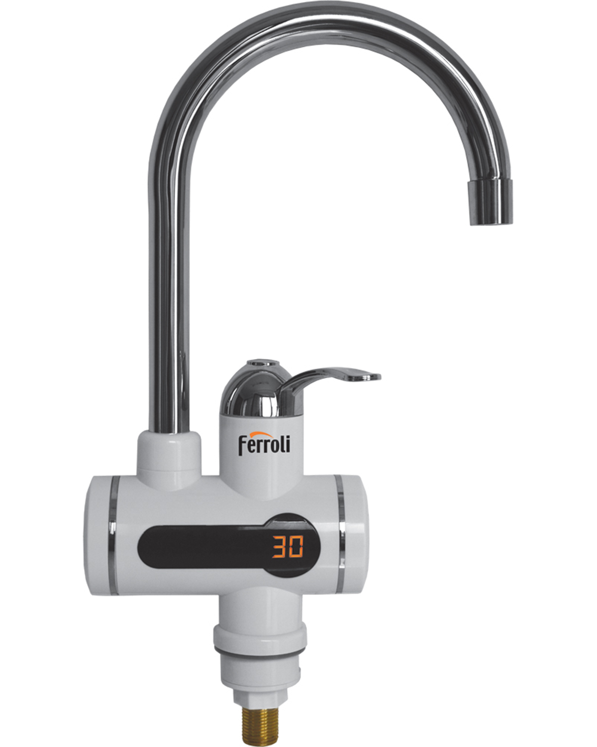 Robinet electric instant apa calda Ferroli, 3000W, afisaj Led, alb-argintiu