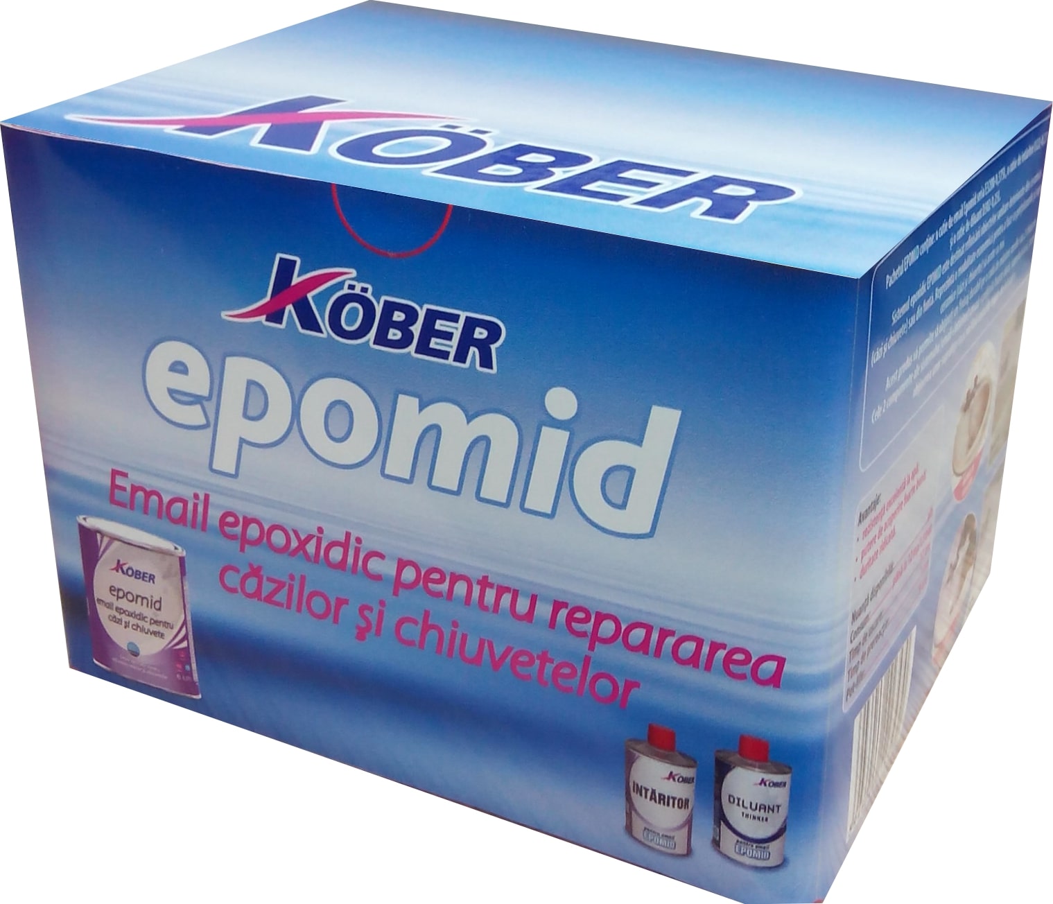 Vopsea pentru cazi si chiuvete, interior, culoare alb, 0.375 L Kober