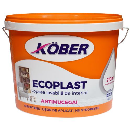 Vopsea lavabila KOBER Ecoplast, alb, 15L