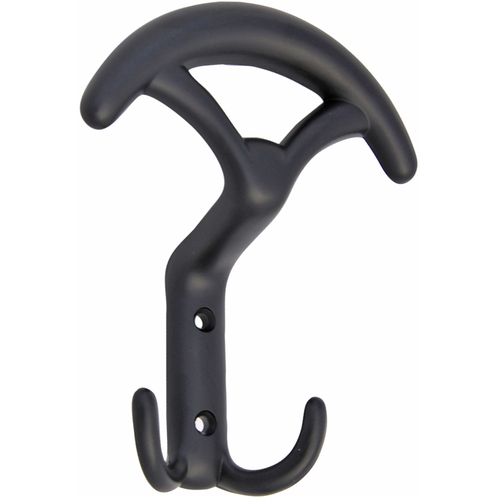 Cuier perete, 2 agatatori, metal, negru
