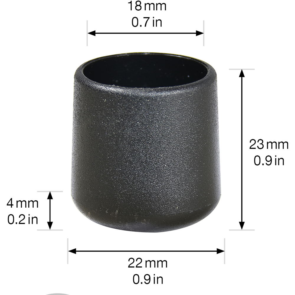 Patina picior mobila, 18 mm, 4 bucati, negru