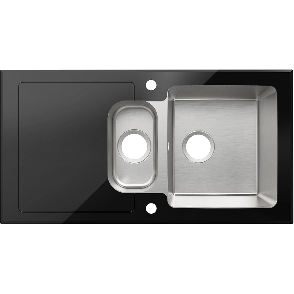 Chiuveta bucatarie COOKE & LEWIS Christianna, 1 1/2 cuve, picurator reversibil, inox, negru