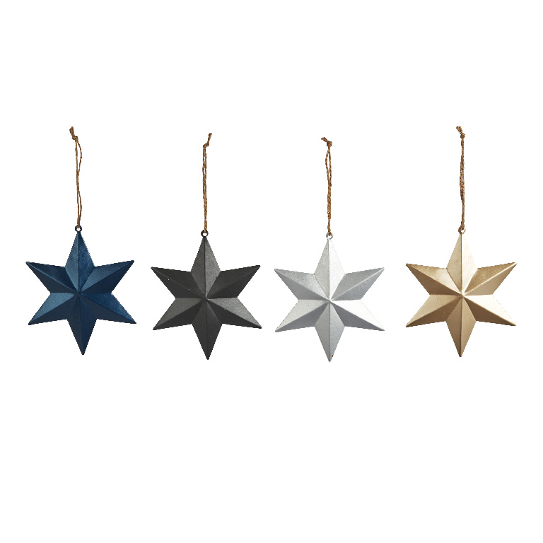 Set 12 Decoratiuni Stea pentru brad Craciun, 6 x 12 cm, metal, multicolor