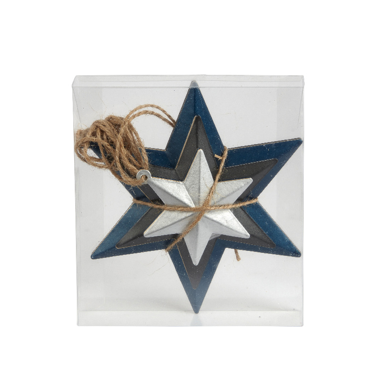 Set 12 Decoratiuni Stea pentru brad Craciun, 6 x 12 cm, metal, multicolor