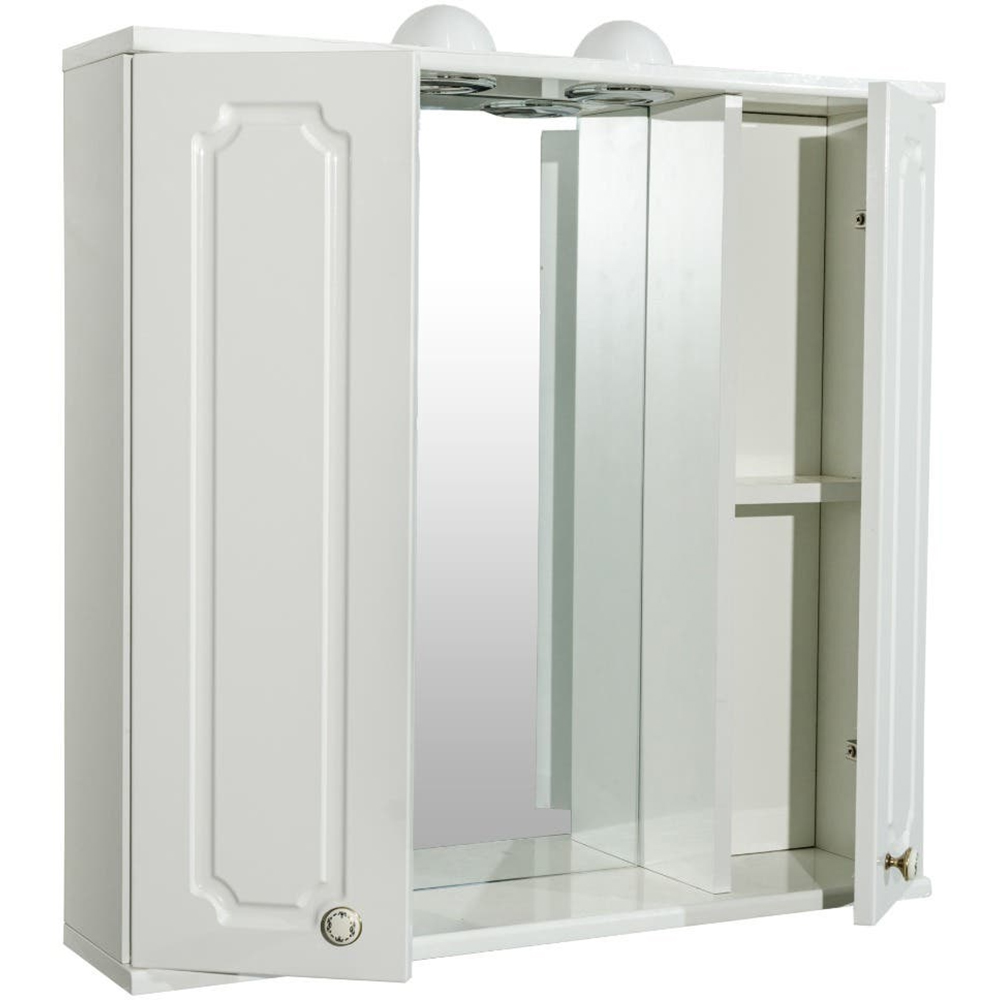 Oglinda baie cu dulap SANITOP Rustik Antik 2D, 80 x 16 x 73 cm, iluminare LED, alb