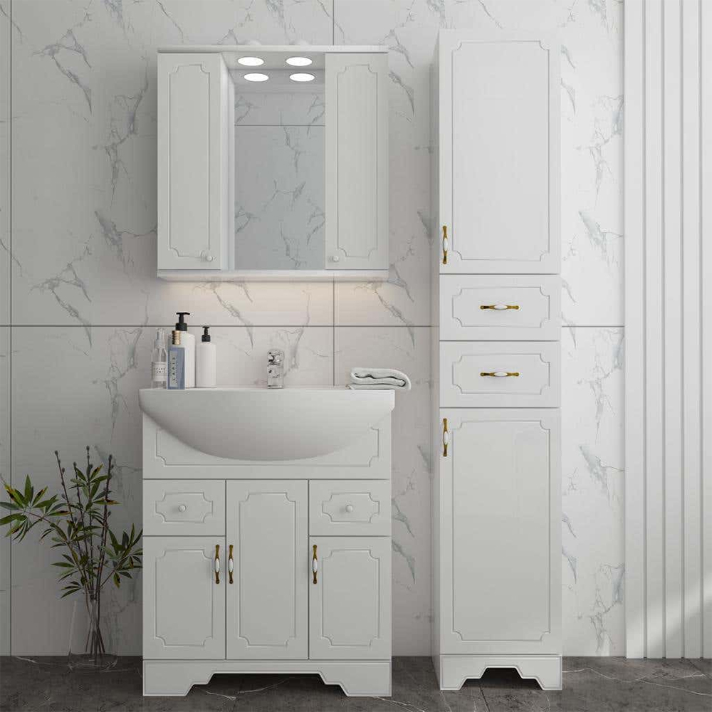 Set masca si lavoar Rustik Antik, 77 x 35 x 81 cm, alb