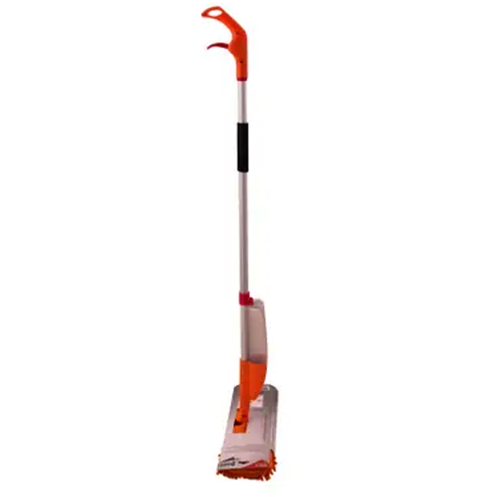 Mop spray pulverizare apa, cu rezerva cu fata dubla, microfibra, gri-rosu