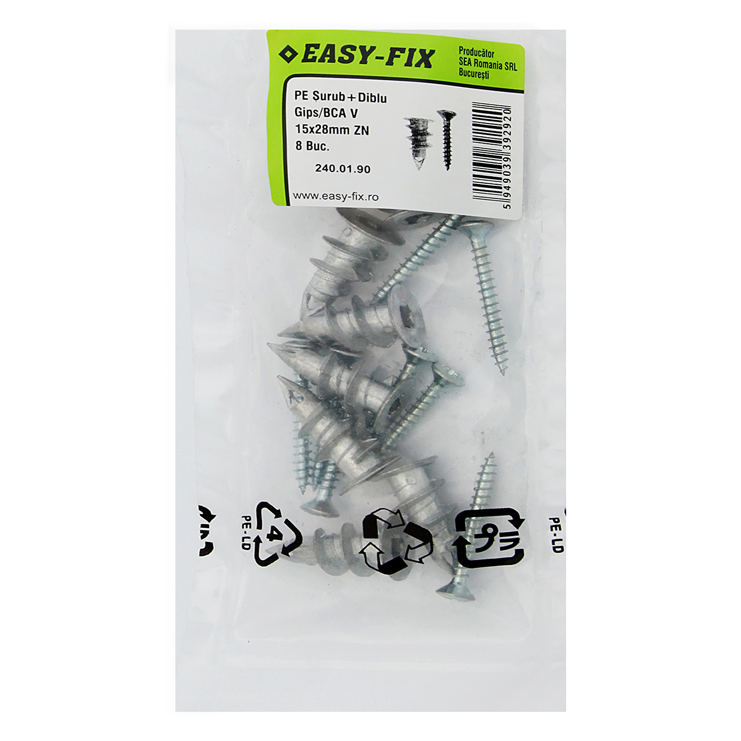 Set surub si diblu g bca v 15x28mm 8buc