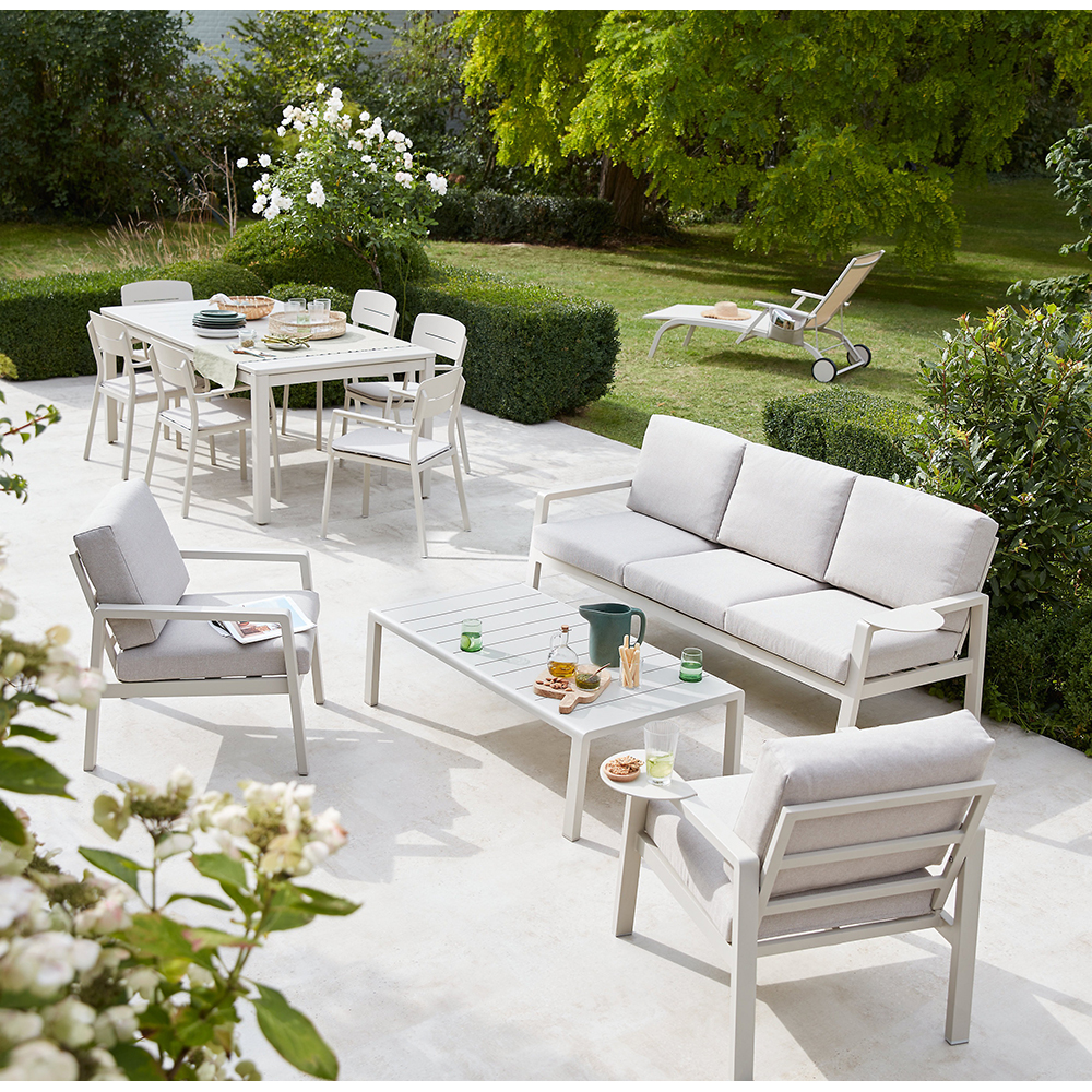 Masa terasa GOODHOME Santorin, aluminiu, 40 x 38 x 56 cm, bej