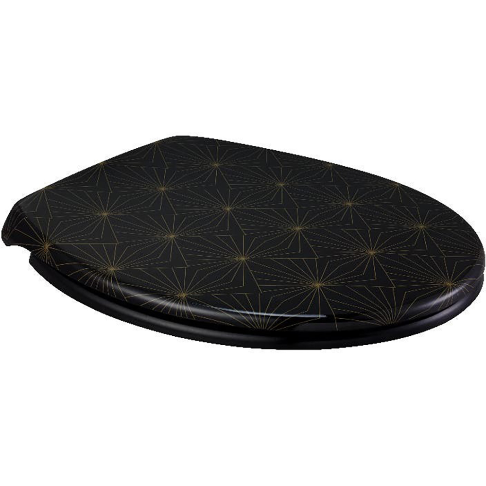 Capac WC GOODHOME Diani, inchidere lenta, plastic, negru/auriu
