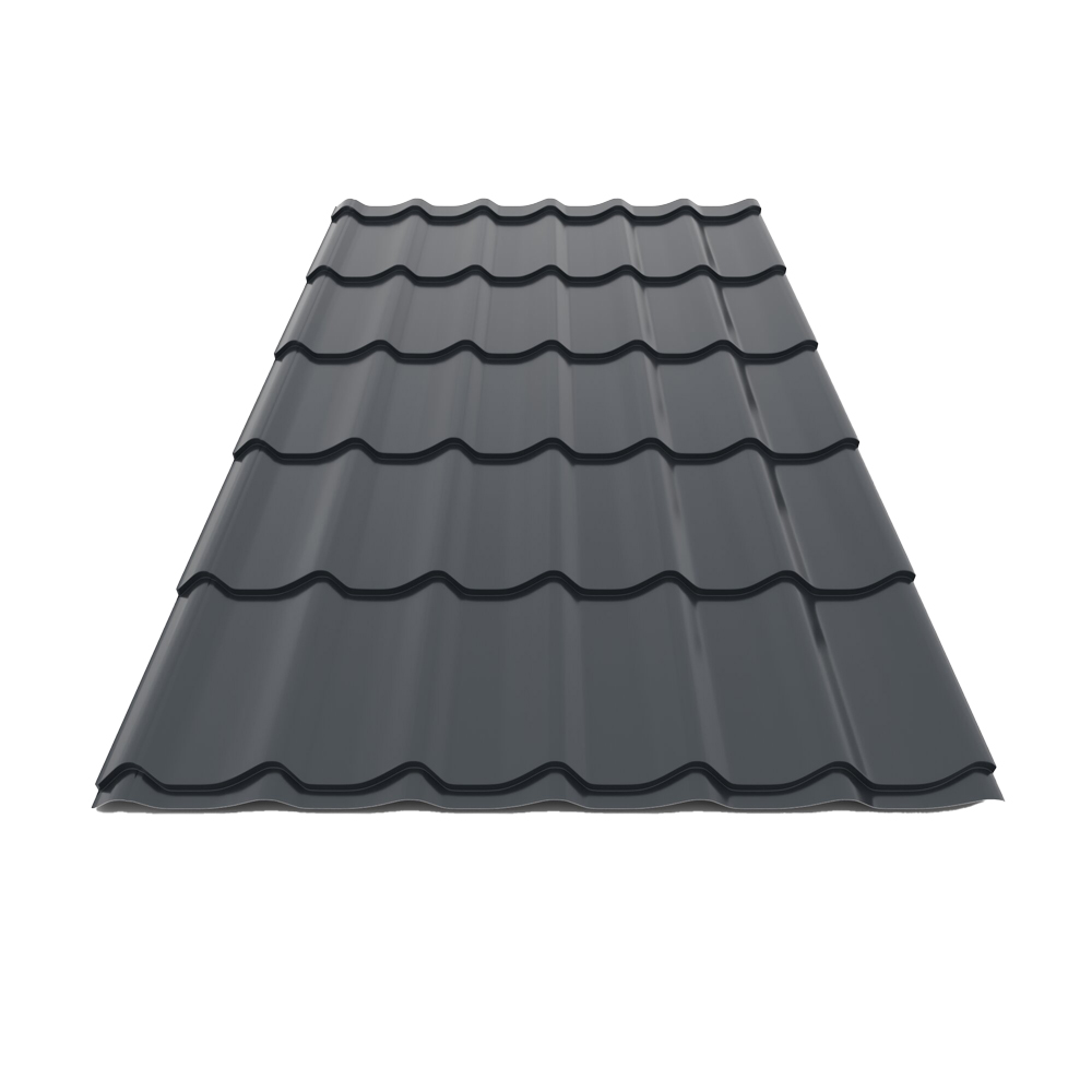 Tigla metalica Smart, gri lucios (RAL 7016), 0.4 mm, 185 x 120 cm, 2.22 mp