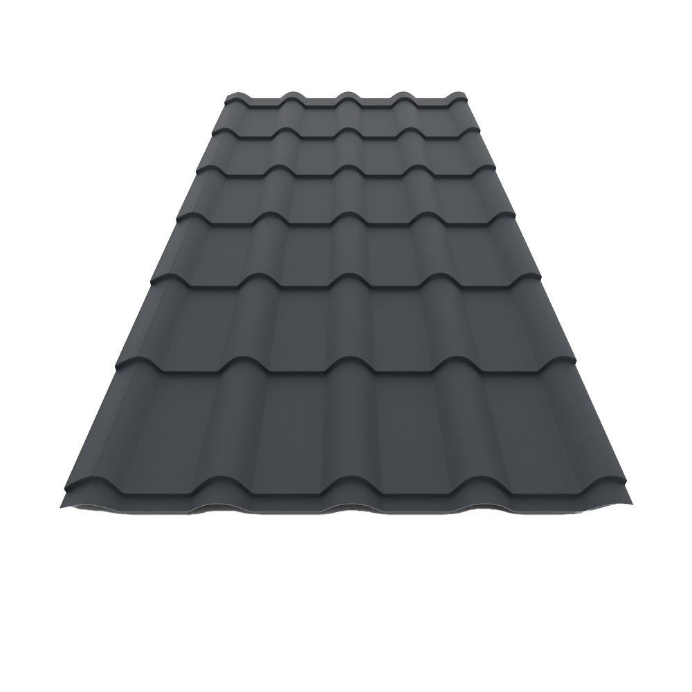 Tigla metalica Smart Mediteran, gri mat (RAL 7016), 0.5 mm, 224 x 118.5 cm, 2.65 mp