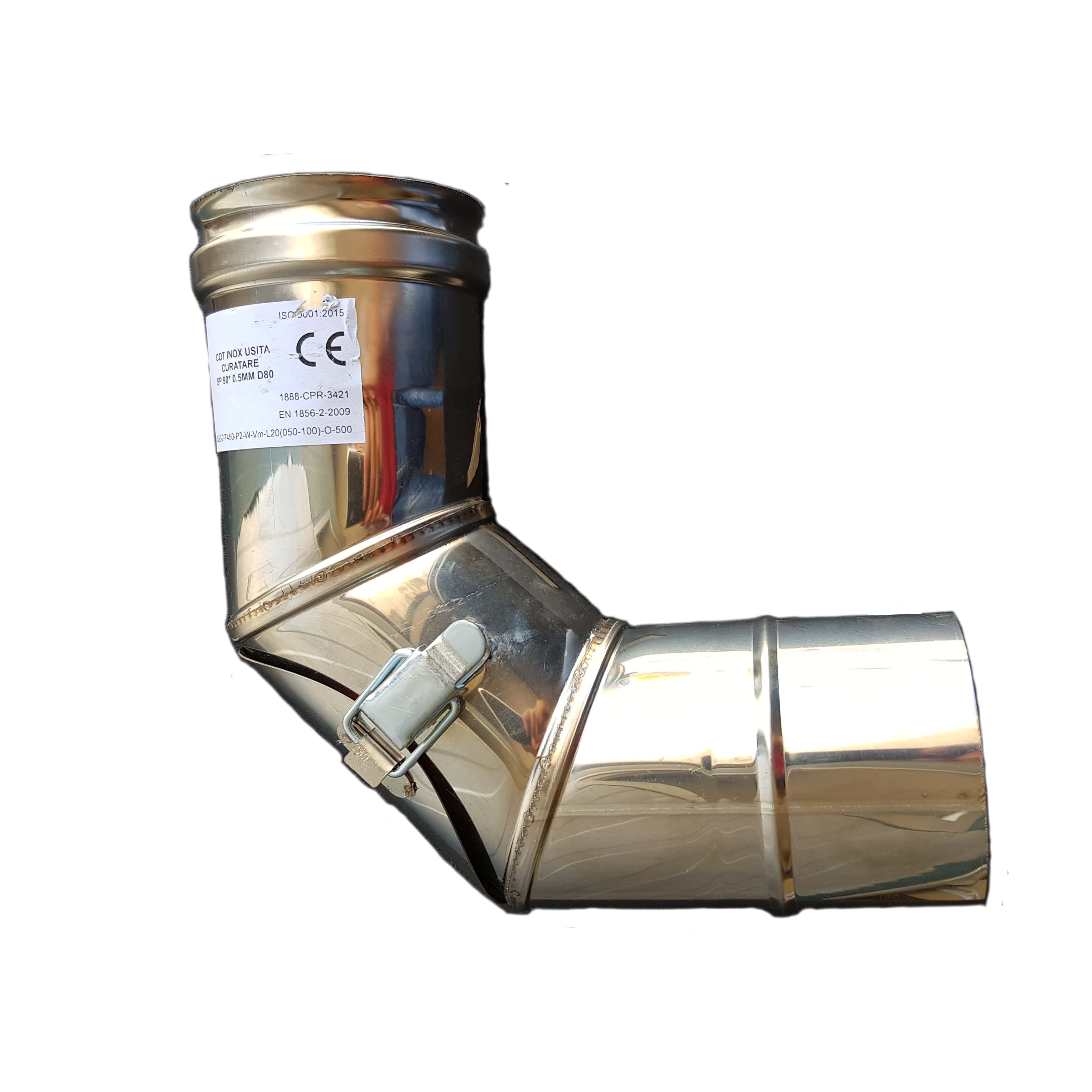 Cot usa cazan peleti ROFORTIS 53919, 90 grade, 80mm, inox