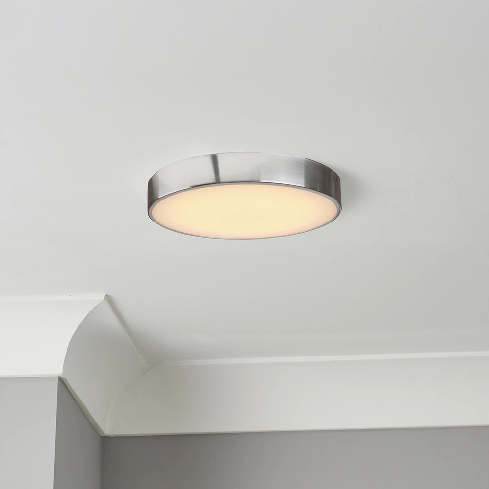 Plafoniera LED integrat Wapta GOODHOME, 40W, 1200 lm, 2700K-4000K, IP44, argintiu