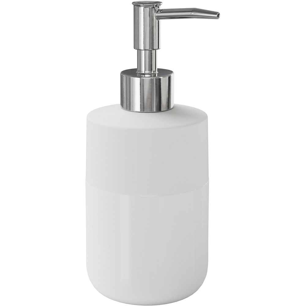 Dozator sapun Koros GoodHome, 7.5x7.5x18.2 cm, 370 ml, ceramica, alb
