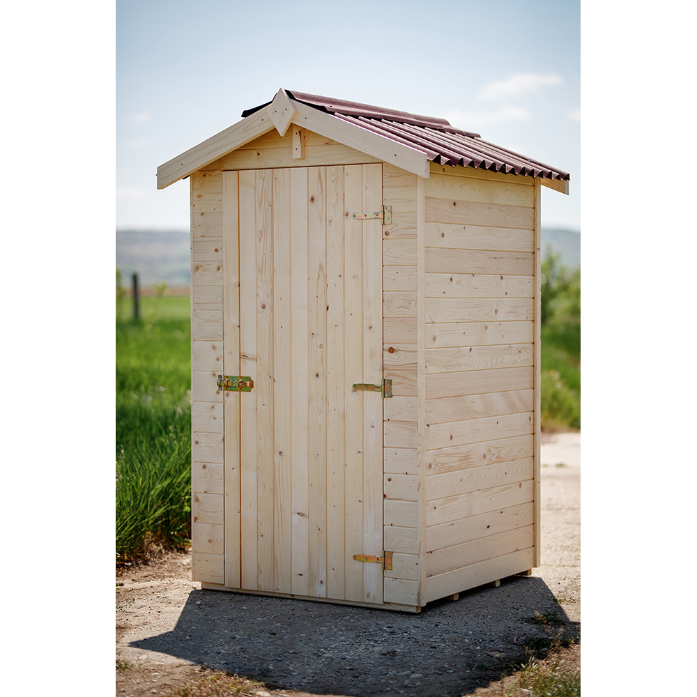 Casuta de gradina MOBILAIUD Economic, lemn, 120 x 120 x 218 cm, natur