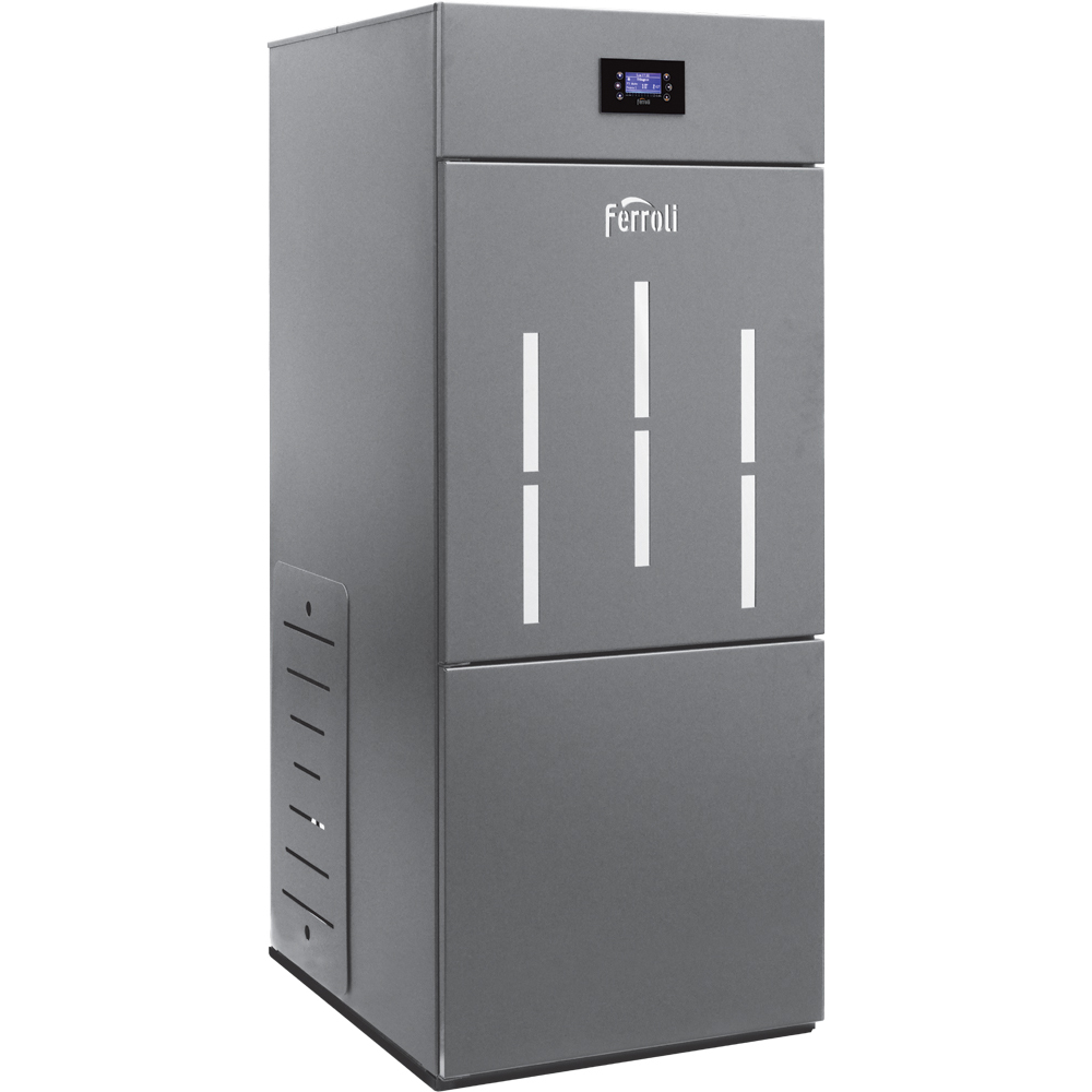 Cazan pe peleti din otel Ferroli Biopellet PRO 30, 30 kW, 70 x 79 x 165 cm