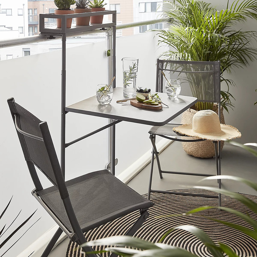 Scaun terasa GOODHOME Saba, otel, 50 x 46.5 x 84.5 cm, gri