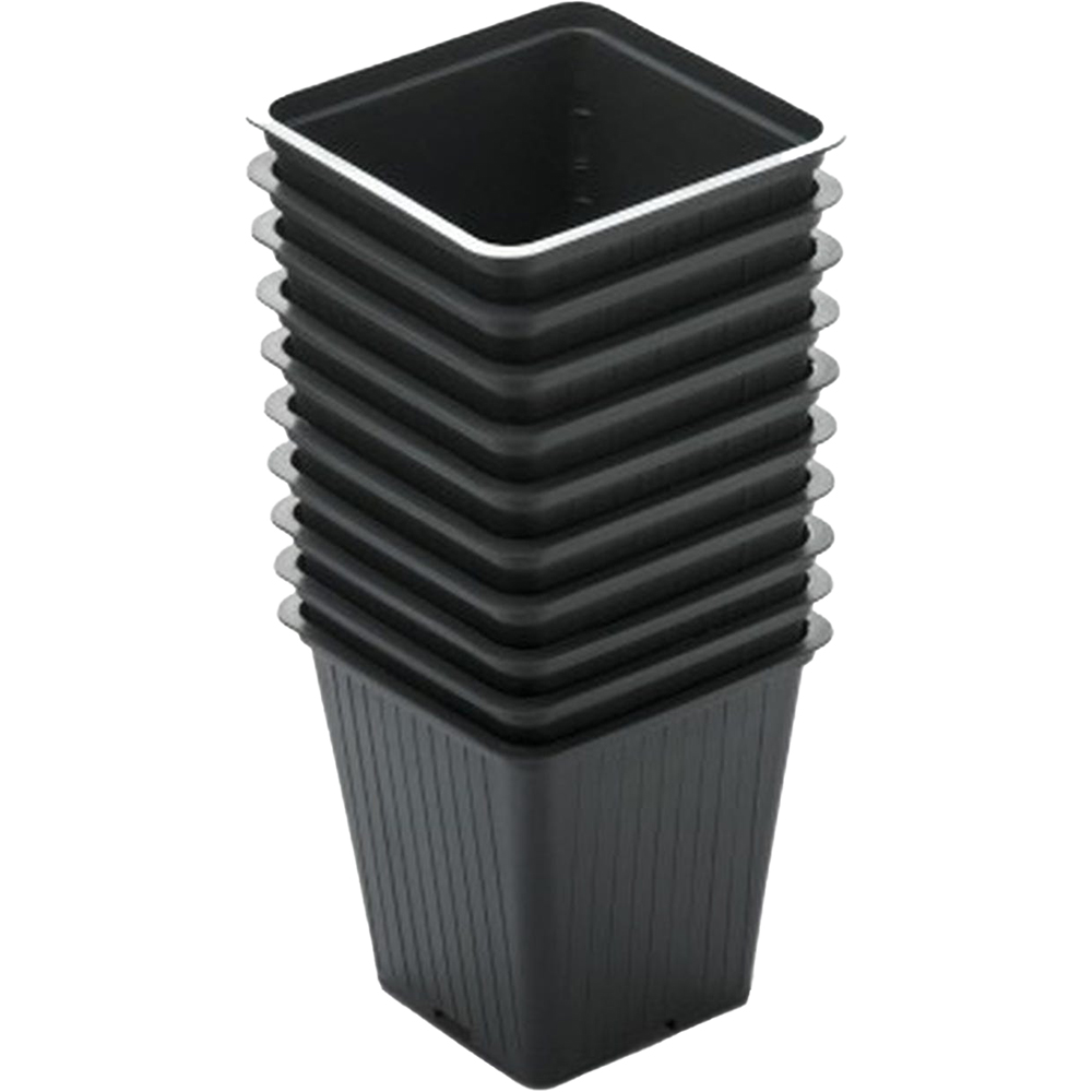 Set 10 ghivece rasad patrate NAPOCHIM, polipropilena, 8 x 8 x 7 cm, negru