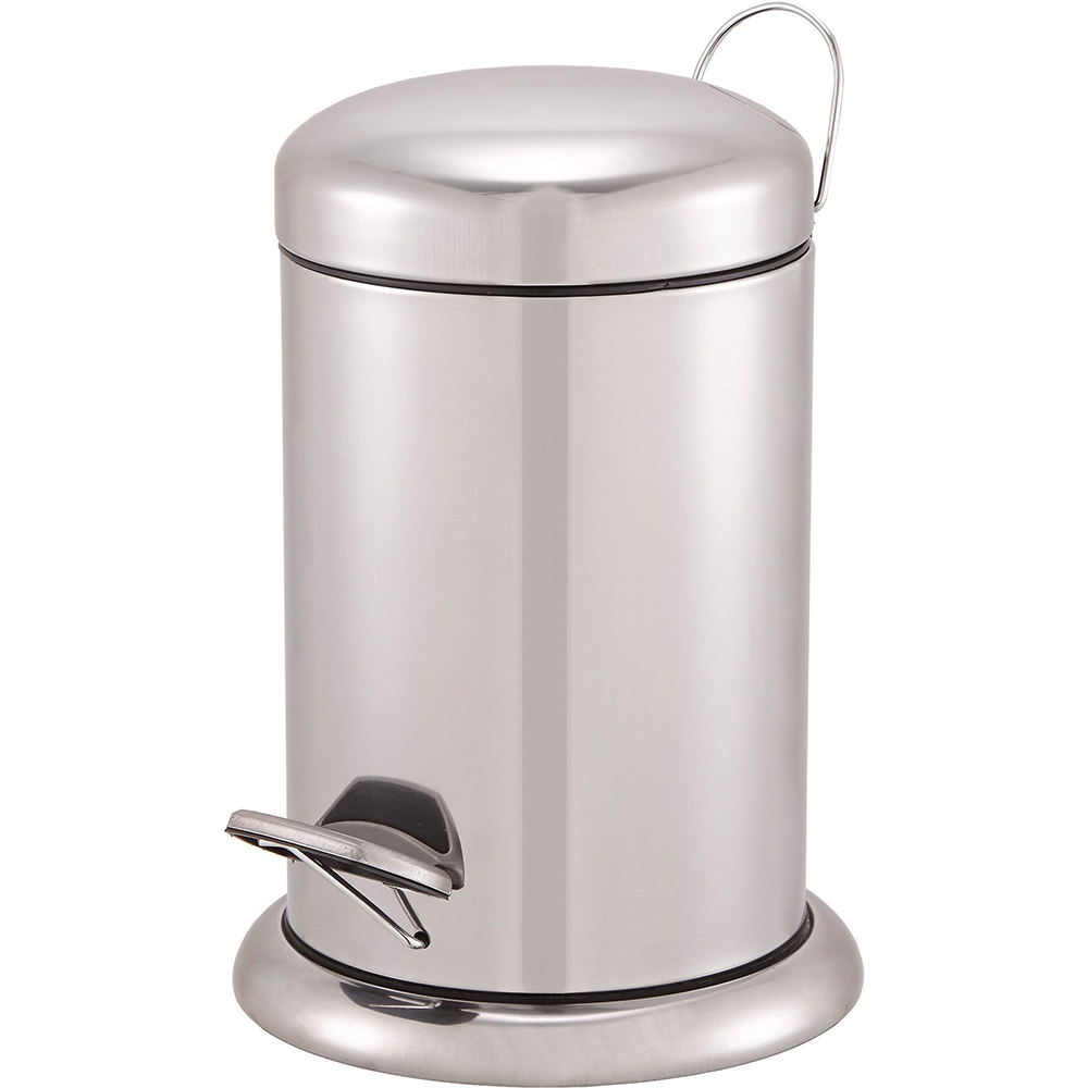 Cos de gunoi pentru baie Korana GOODHOME, 3l, cu pedala, otel inoxidabil, argintiu