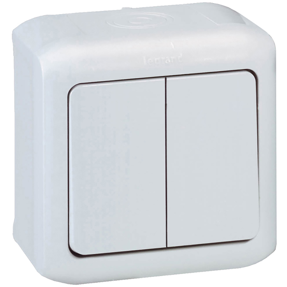 Intrerupator dublu LEGRAND, aparent, 10A, alb