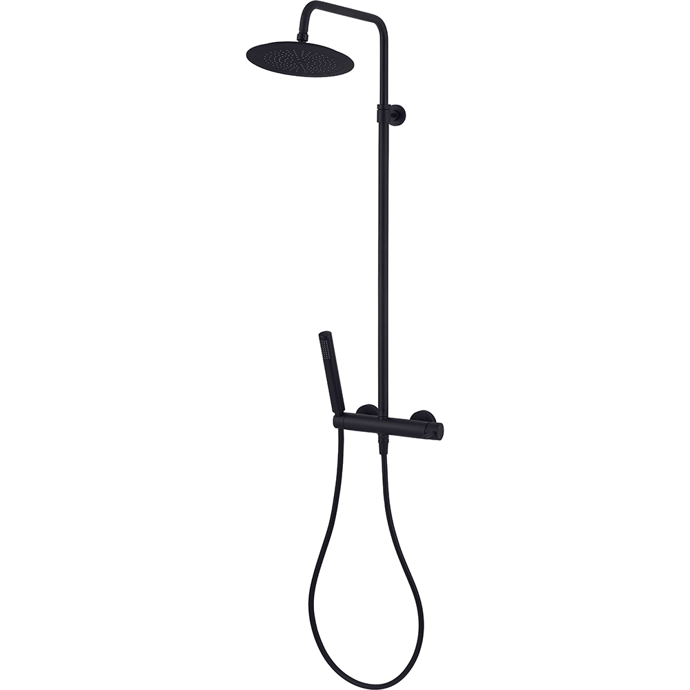 Set dus ajustabil Mecha Rydal, bara reglabila, para 10 cm, furtun 150 cm, ABS, negru