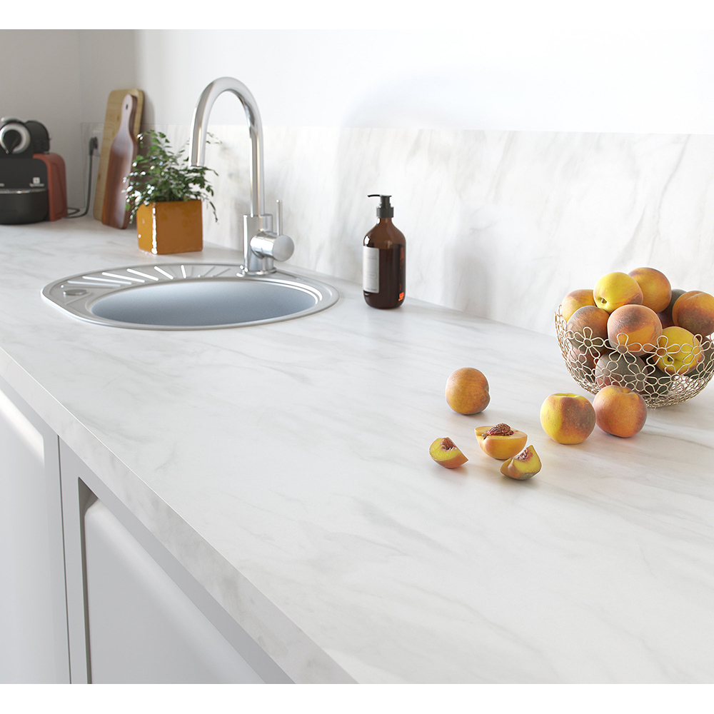 Blat bucatarie GOODHOME Kala, PAL, 300 x 62 x 3.8 cm, alb marmura