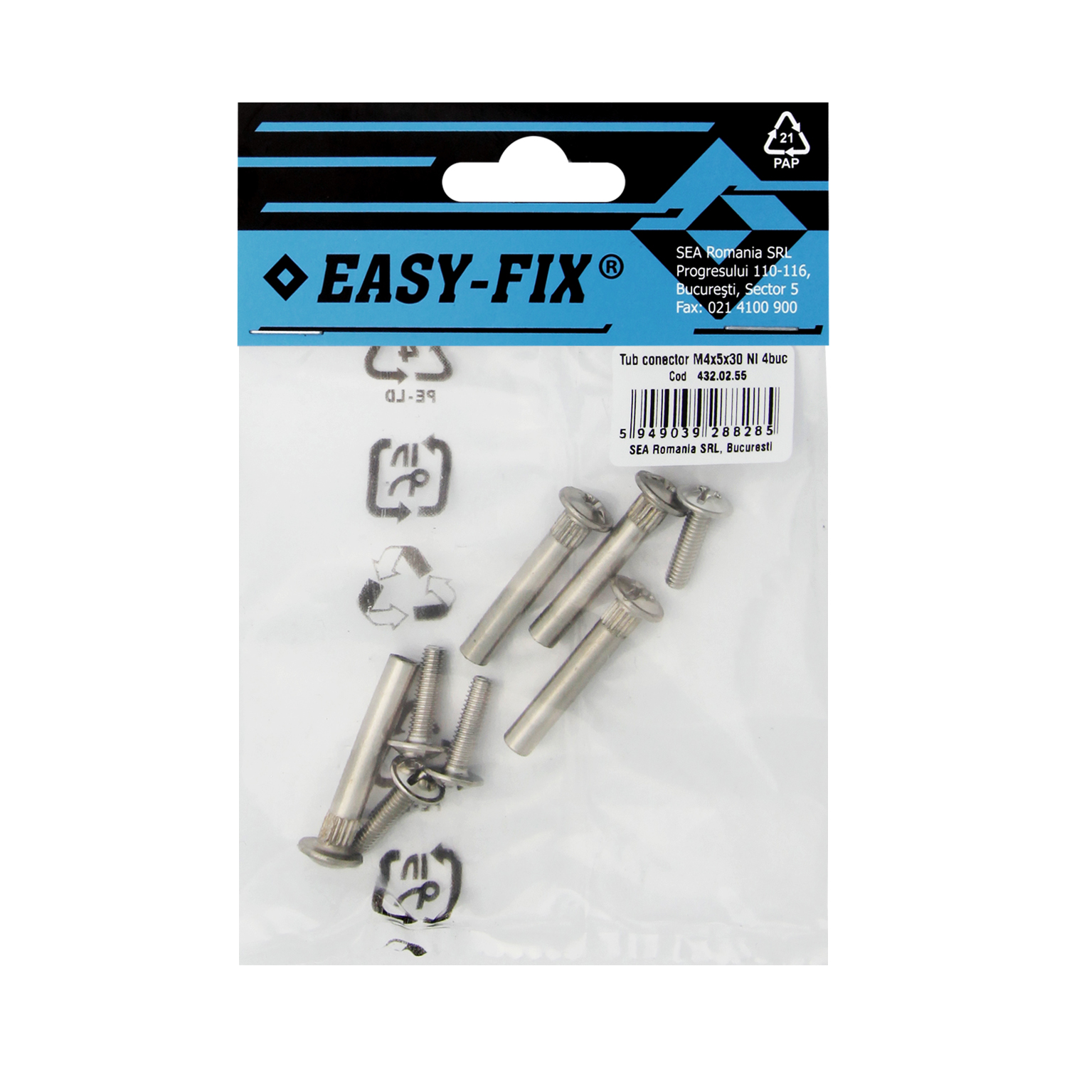 Set conector tip T cu surub SEA, 6.4 x 5 x 30mm, nichelat, 4 buc