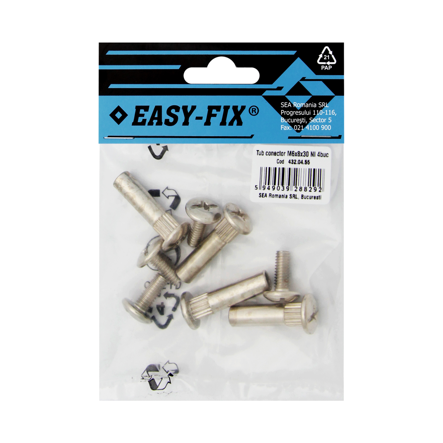 Set conector tip T cu surub SEA, 8.6 x 8 x 30mm, nichelat, 4 buc