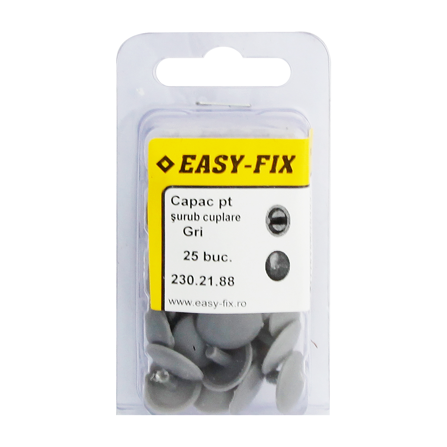 Capac plastic cu pin pentru surub de cuplare SEA, gri, 25 buc