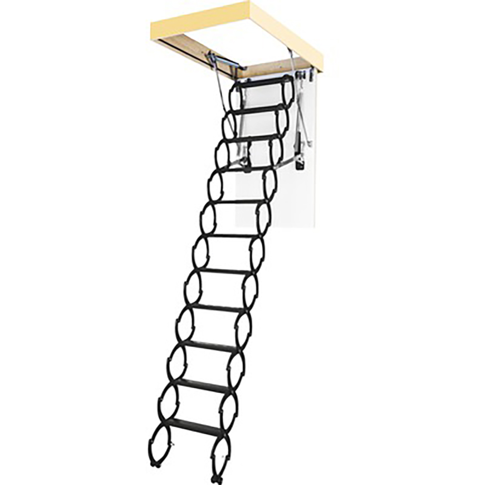 Scara pliabila pantograf  OPISTEP, 11 trepte, 60 x 120 cm, otel, negru