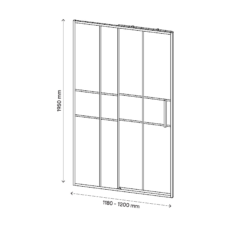 Usa dus glisanta GOODHOME Ahti, aluminiu, sticla securizata 6mm, 120 x 195 cm, profil negru