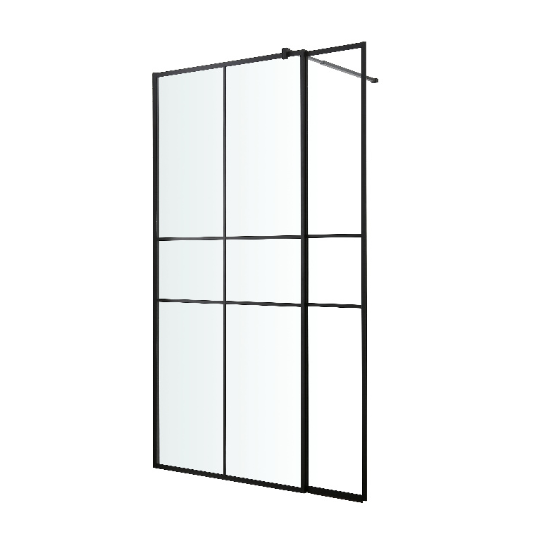 Paravan dus walk-in GOODHOME Ahti, aluminiu, sticla securizata 6mm, 119 x 195 cm, profil negru