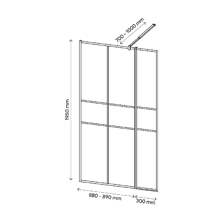 Paravan dus walk-in GOODHOME Ahti, aluminiu, sticla securizata 6mm, 119 x 195 cm, profil negru