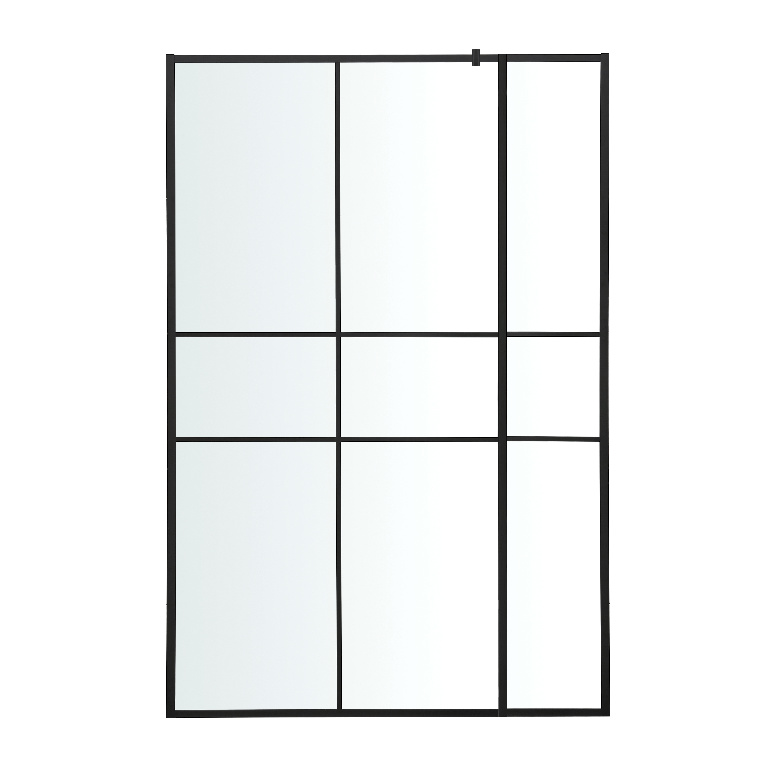 Paravan dus walk-in GOODHOME Ahti, aluminiu, sticla securizata 6mm, 119 x 195 cm, profil negru