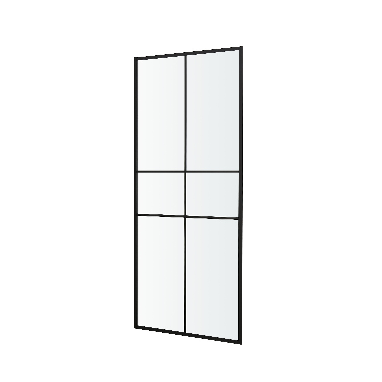 Paravan dus GOODHOME Ahti, 90 x 195 cm, aluminiu, sticla securizata transparenta 6mm, negru