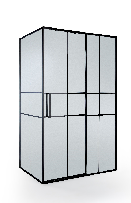 Paravan dus GOODHOME Ahti, 90 x 195 cm, aluminiu, sticla securizata transparenta 6mm, negru