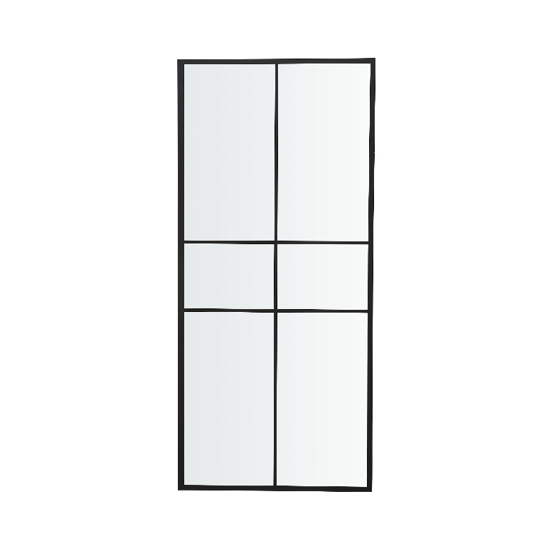 Paravan dus GOODHOME Ahti, 90 x 195 cm, aluminiu, sticla securizata transparenta 6mm, negru