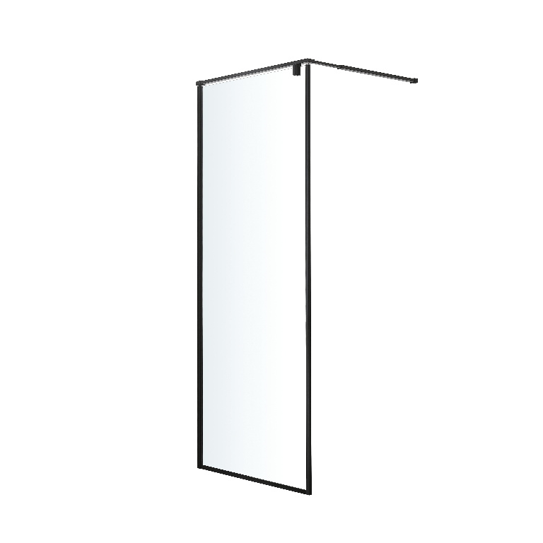 Paravan dus walk-in GoodHome Ezili, aluminiu, sticla securizata 6mm, 90 x 195 cm, profil negru