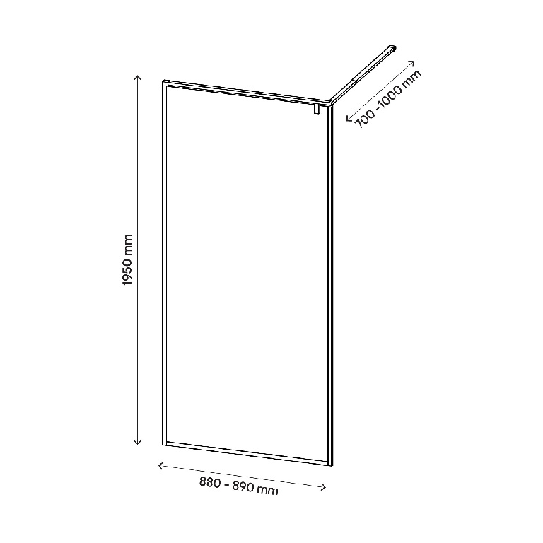 Paravan dus walk-in GoodHome Ezili, aluminiu, sticla securizata 6mm, 90 x 195 cm, profil negru